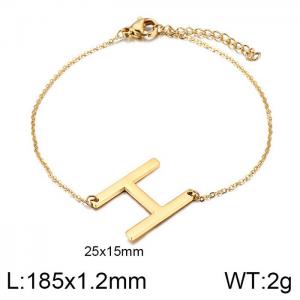 Gold O-chain letter H stainless steel bracelet - KB116129-K