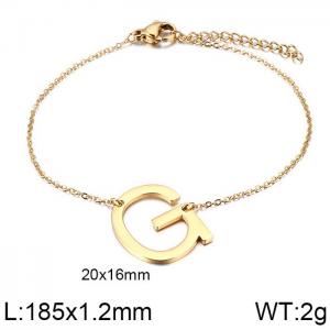 Gold O-chain letter G stainless steel bracelet - KB116132-K