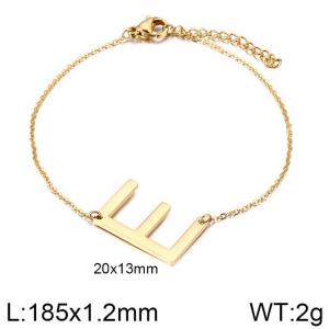 Gold O-chain letter E stainless steel bracelet - KB116133-K