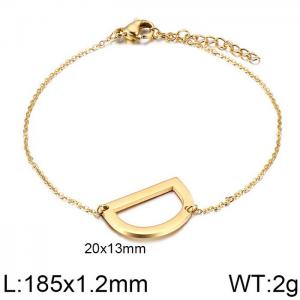Gold O-chain letter D stainless steel bracelet - KB116136-K