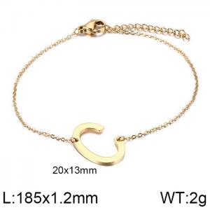 Gold O-chain letter C stainless steel bracelet - KB116138-K