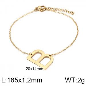Gold O-chain letter B stainless steel bracelet - KB116139-K