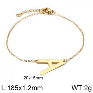Gold O-chain letter A stainless steel bracelet - KB116142-K