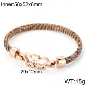 Stainless Steel Rose Gold-plating Bangle - KB116497-KFC