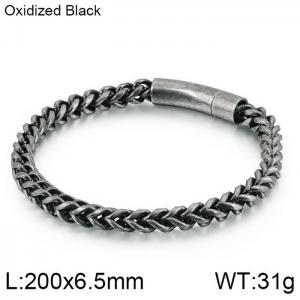 Oxidized round edge front and back chain buckle men's bracelet - KB116766-K