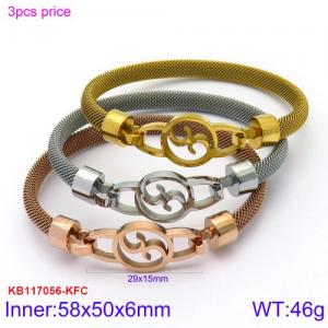 Stainless Steel Rose Gold-plating Bangle - KB117056-KFC