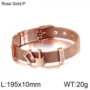 Stainless Steel Rose Gold-plating Bracelet - KB117084-KFC