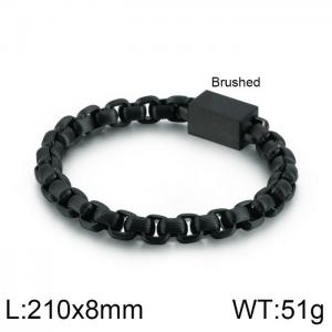 Black-plating Square pearl chain men's titanium steel magnetic buckle CNC zircon bracelet - KB117435-KPD