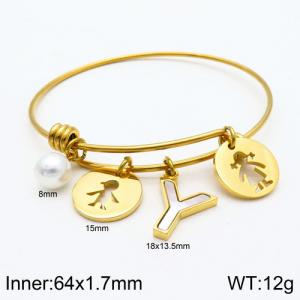 Stainless Steel Gold-plating Bangle - KB119044-Z