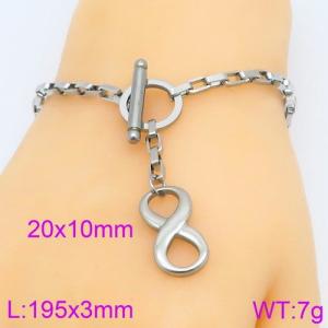 Simple Box Chain Infinite Number Pendant Stainless Steel Bracelet OT Lock Jewelry - KB119560-Z