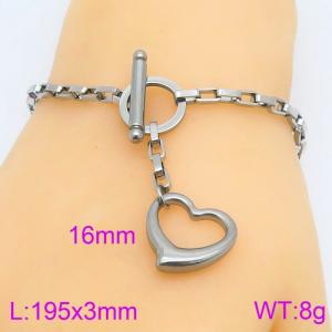 Simple Box Chain Heart Pendant Stainless Steel Bracelet OT Lock Jewelry - KB119561-Z