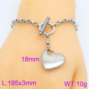 Fashion Box Chain Heart Pendant Stainless Steel Bracelet OT Lock Jewelry - KB119564-Z