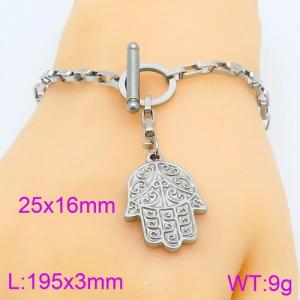 Fashion Box Chain Palm Pendant Stainless Steel Bracelet OT Lock Jewelry - KB119565-Z