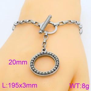 Fashion Hollow Out Round Pendant Box Chain Stainless Steel Bracelet OT Lock Jewelry - KB119566-Z