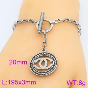 Personality  Hollow Out Round X Pendant Box Chain Stainless Steel Bracelet OT Lock Jewelry - KB119568-Z
