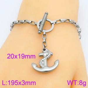 Fashion Jewelry Anchor Pendant Box Chain Stainless Steel OT Lock Bracelet - KB119573-Z