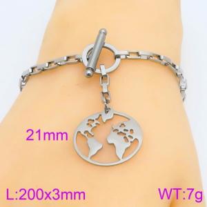 Fashion Jewelry Map Pendant Box Chain Stainless Steel OT Lock Bracelet - KB119574-Z