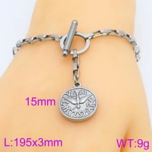 Fashion Jewelry Round Pendant Box Chain Stainless Steel OT Lock Bracelet - KB119575-Z
