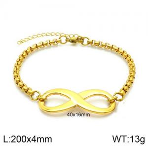 200mm Square Pearl Chain 18K Gold Infinite Number Stainless Steel Bracelets - KB119629-Z