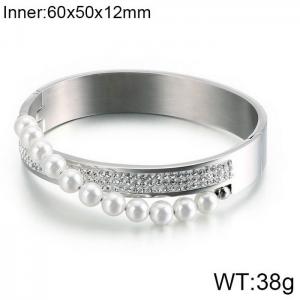 Stainless Steel Stone Bangle - KB121328-KFC