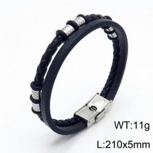 Stainless Steel Leather Bracelet - KB122277-TJL