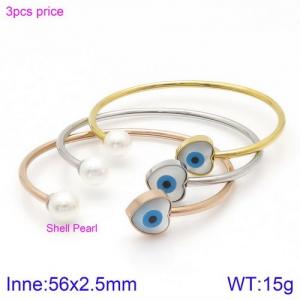 Devil's Eye Love C Elastic Pearl Valentine's Day Gift Shell Lady Bracelet - KB122995-K