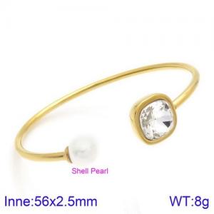 Stainless Steel Stone Bangle - KB123005-K