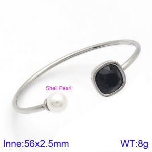 Stainless Steel Stone Bangle - KB123010-K