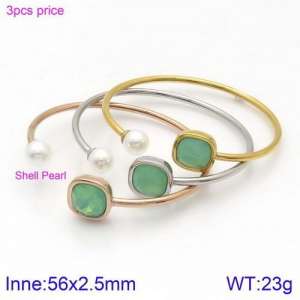 Stainless Steel Stone Bangle - KB123019-K