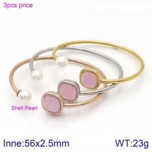 Stainless Steel Stone Bangle - KB123023-K