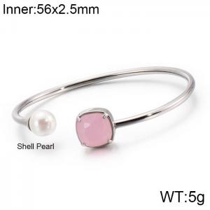 Stainless Steel Stone Bangle - KB123032-K