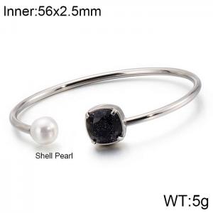 Stainless Steel Stone Bangle - KB123036-K