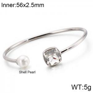 Stainless Steel Stone Bangle - KB123040-K