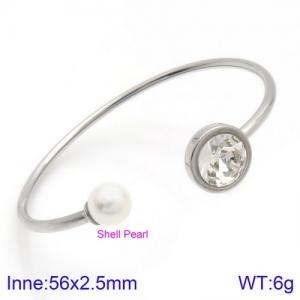 Stainless Steel Stone Bangle - KB123066-K