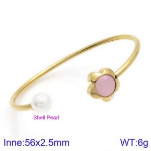 Stainless Steel Stone Bangle - KB123081-K