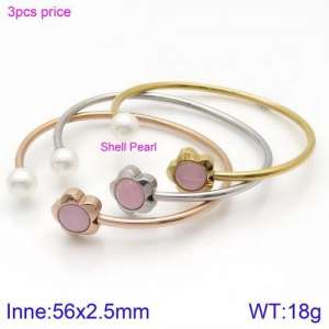 Stainless Steel Stone Bangle - KB123083-K