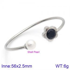 Stainless Steel Stone Bangle - KB123084-K