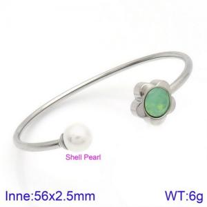 Stainless Steel Stone Bangle - KB123100-K