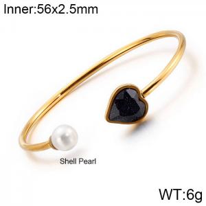 Stainless Steel Stone Bangle - KB123105-K