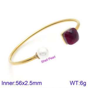 Stainless Steel Stone Bangle - KB123433-K