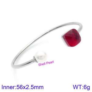 Stainless Steel Stone Bangle - KB123437-K