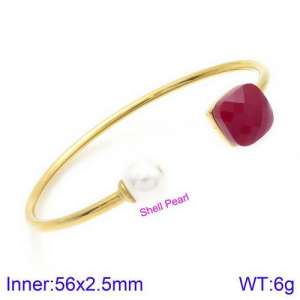 Stainless Steel Stone Bangle - KB123446-K