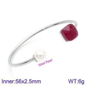 Stainless Steel Stone Bangle - KB123447-K