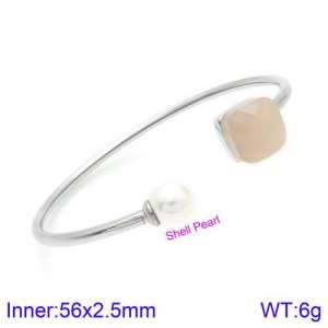 Stainless Steel Stone Bangle - KB123457-K