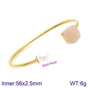 Stainless Steel Stone Bangle - KB123458-K