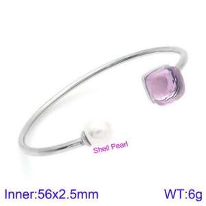 Stainless Steel Stone Bangle - KB123461-K