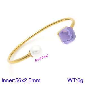 Stainless Steel Stone Bangle - KB123470-K