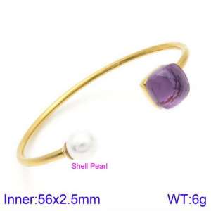 Stainless Steel Stone Bangle - KB123473-K