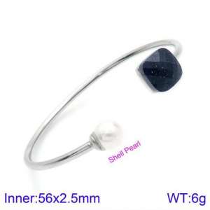 Stainless Steel Stone Bangle - KB123481-K