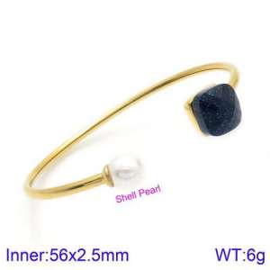 Stainless Steel Stone Bangle - KB123482-K